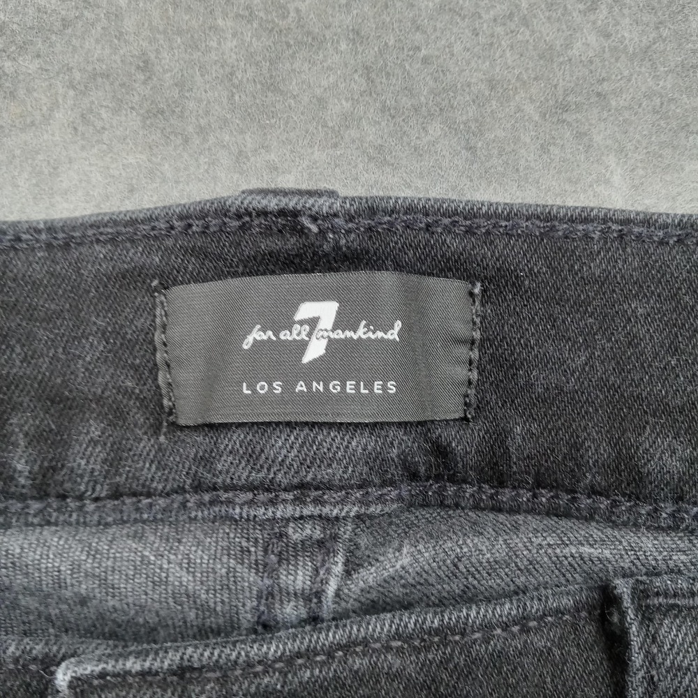7 For All Mankind Jeans Mens 36x31 Black Slim Skinny Stretch Denim Pants Zip Fly - Picture 2 of 8